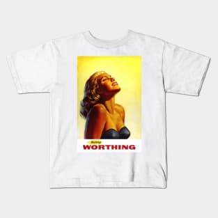 Vintage Travel Poster England Sunny Worthing Kids T-Shirt